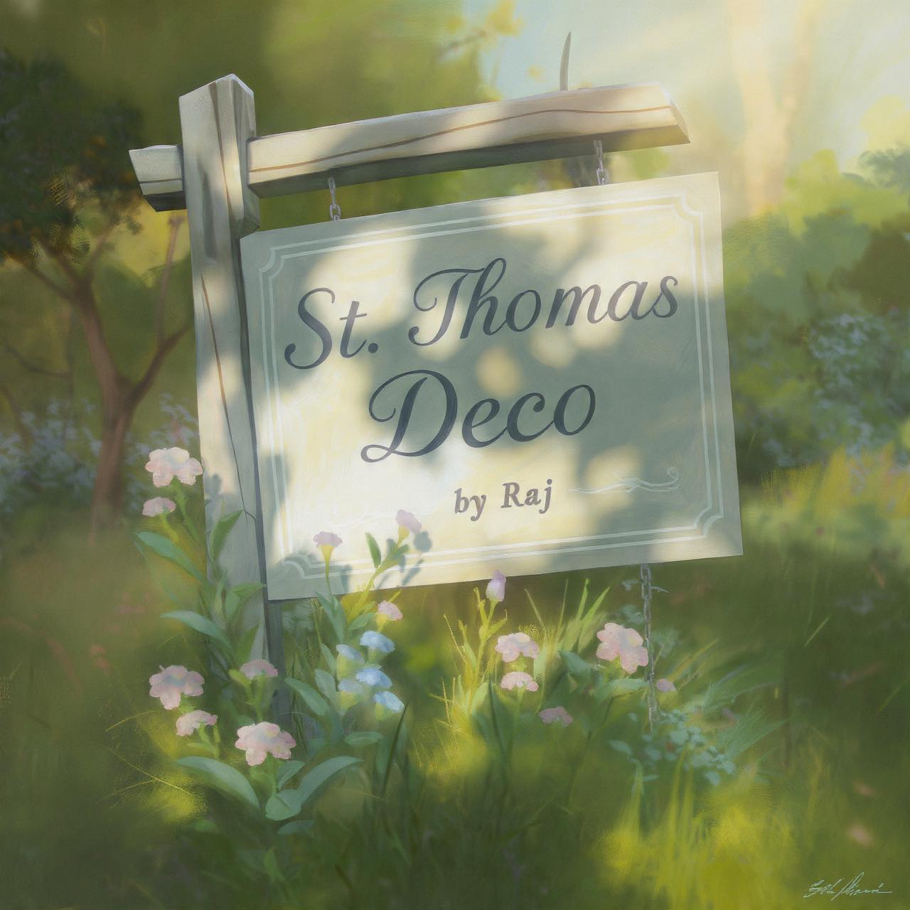 St. Thomas Deco by Raj — hand-painted sign